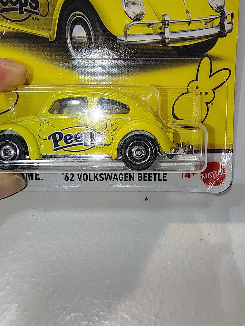 Matchbox Peeps Yellow '62 Volkswagen Beetle Toy Car - Picture 5 of 10